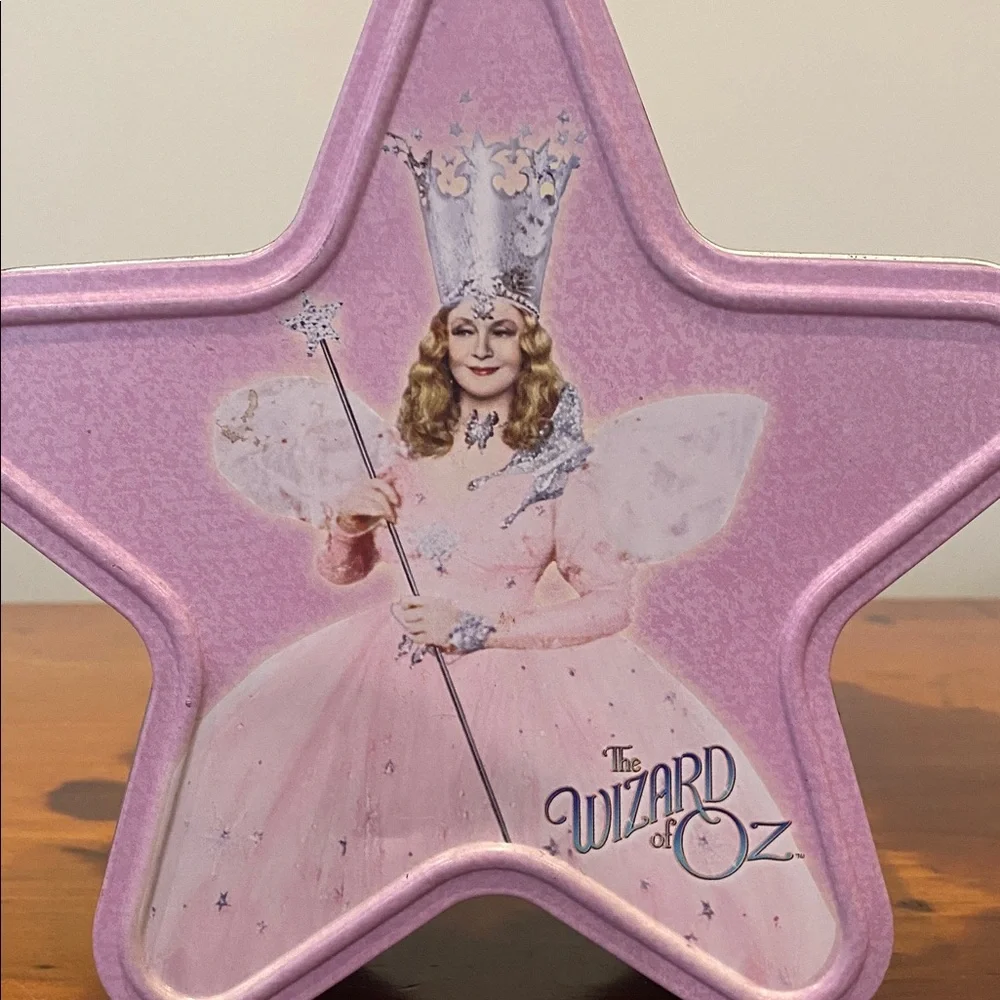 Collectible Glynda the Good Witch Wizard of Oz tin treasure box trinket box pink